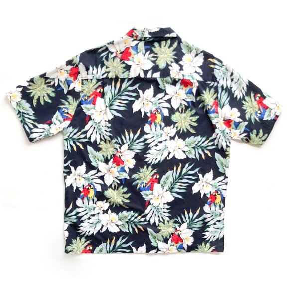 Evergeen Island PARROTS Cotton Hawaiian Shirt - Picture 2 of 6